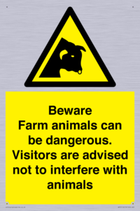 Beware Farm animals can be dangerous. Visitors are advised not to interfere with animals